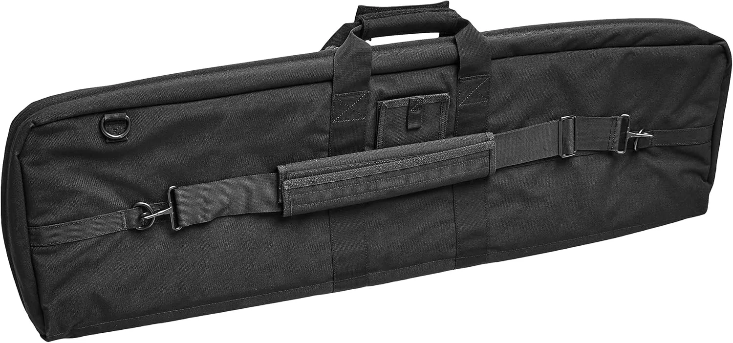 10-32 Double Rifle Case, Black - 1000D Nylon - High Density Foam Padding - Non-Slip Removable Padded Strap - Lockable Zippers - Hook N Loop Lined Exterior Compartment
