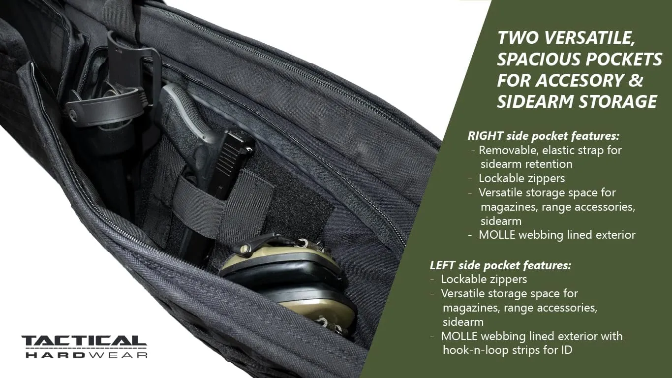 10-32 Double Rifle Case, Black - 1000D Nylon - High Density Foam Padding - Non-Slip Removable Padded Strap - Lockable Zippers - Hook N Loop Lined Exterior Compartment