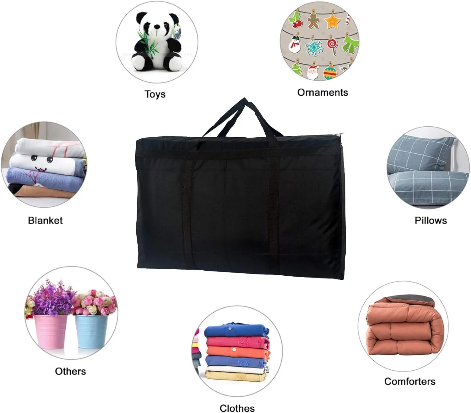 100L Extra Large Storage Bags, Sturdy Foldable Moving Tote Bag, Under Bed Storage, Travel Cargo Duffel Jumbo Bag for Clothes, Comforters, Blankets, Pillows, Ornaments (Grey)