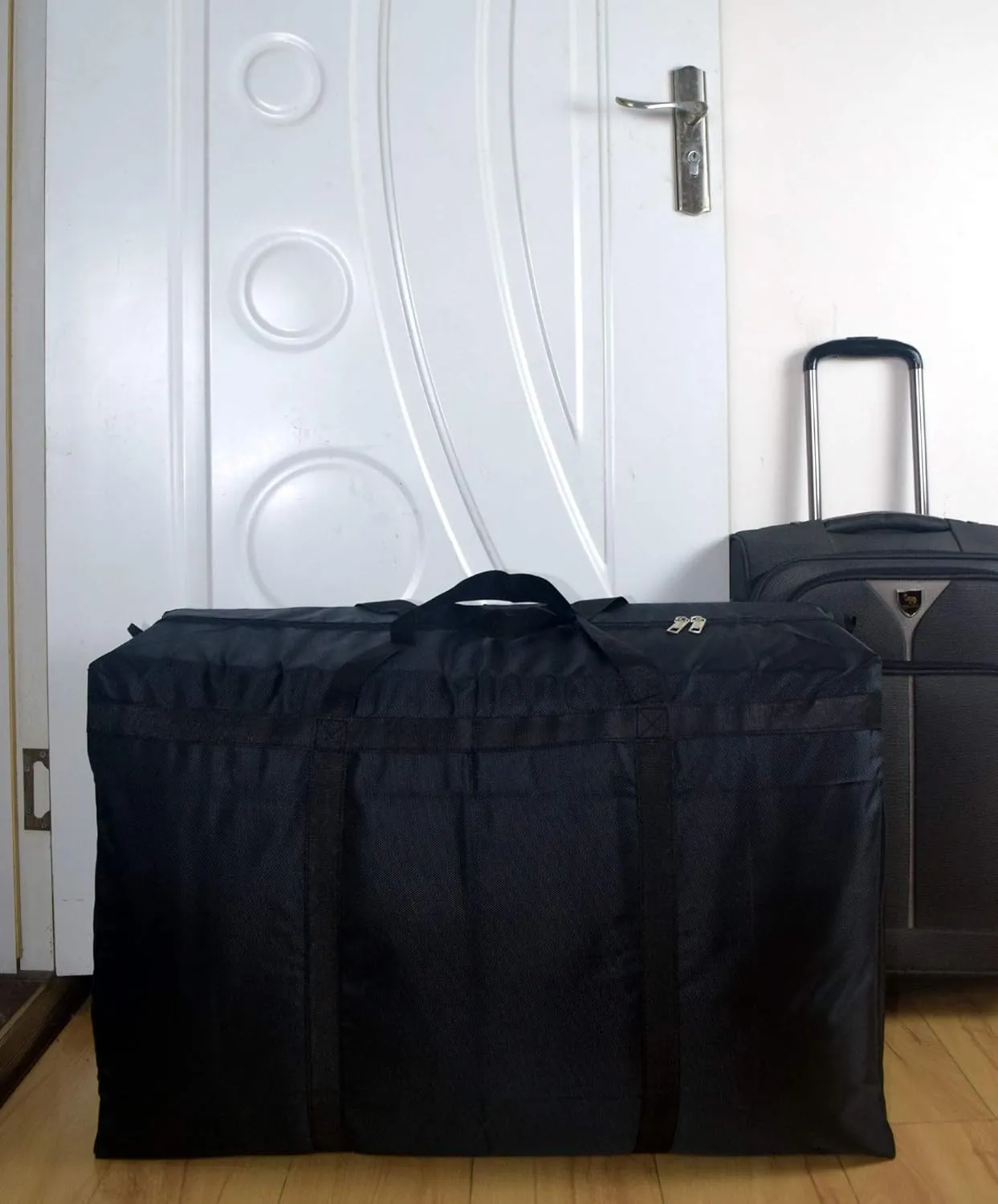 100L Extra Large Storage Bags, Sturdy Foldable Moving Tote Bag, Under Bed Storage, Travel Cargo Duffel Jumbo Bag for Clothes, Comforters, Blankets, Pillows, Ornaments (Grey)
