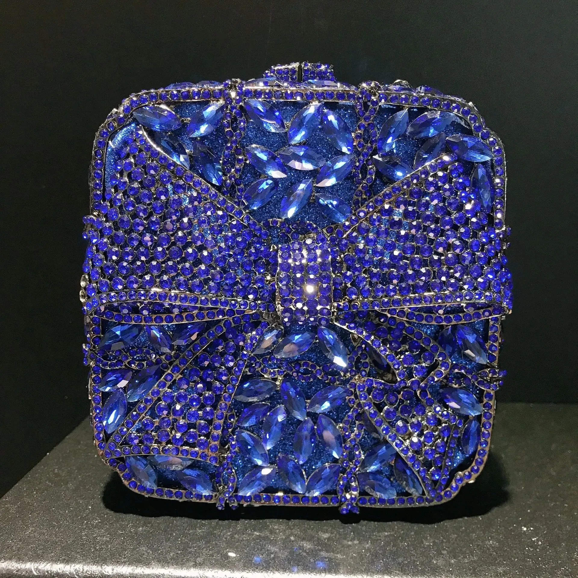 11 Colors New Gold Bow Crystal Clutches Square Rhinestone Evening Bag Party Prom Handbags Luxury Women Wedding Bridal Purses