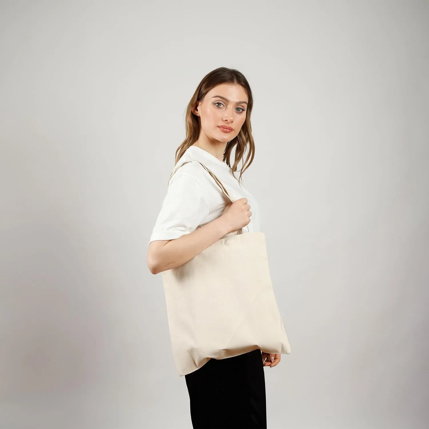 12 Pack Wholesale Canvas Tote Bags, Natural Color, 12oz Fabric - Multiple Size Options Available
