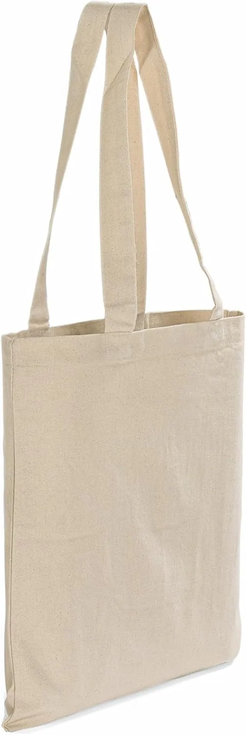 12 Pack Wholesale Canvas Tote Bags, Natural Color, 12oz Fabric - Multiple Size Options Available