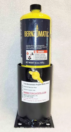 14.1 oz Propane Bottle Holder - Fits Bernzomatic, Yellow Steel