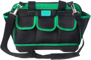 16in/18in/20in Tool Bag Adjustable Shoulder Strap Waterproof Wide Mouth Tool Bag with 8 Exterior Pockets Rubber Handle