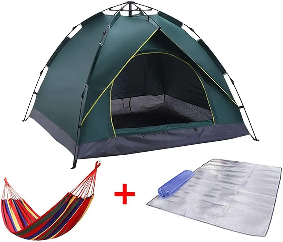 2-4 Person Camping Tent,with Moisture-Proof pad and Hammock Waterproof & Windproof Tent for Outdoor,Hiking,Camping,Mountaineering and Travel