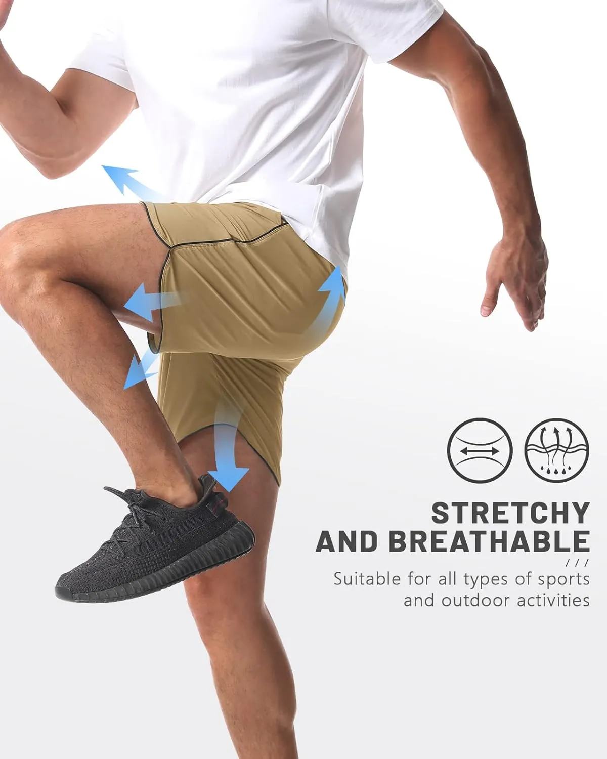 2 Pack 5" Workout Athletic Shorts Men Quick Dry Gym Shorts with Pockets, Exercise Sports Running Shorts for Men