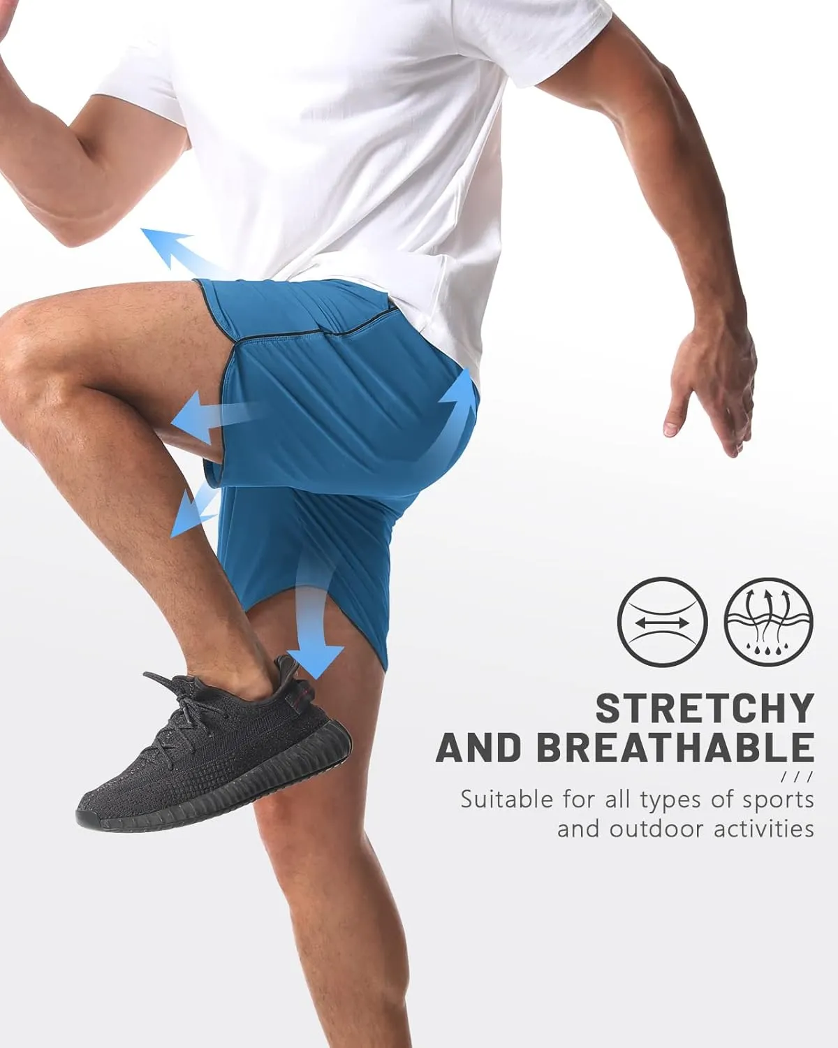 2 Pack 5" Workout Athletic Shorts Men Quick Dry Gym Shorts with Pockets, Exercise Sports Running Shorts for Men
