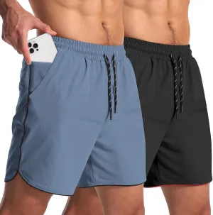 2 Pack 5" Workout Athletic Shorts Men Quick Dry Gym Shorts with Pockets, Exercise Sports Running Shorts for Men