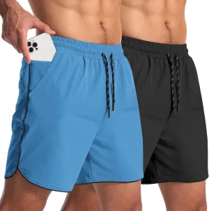 2 Pack 5" Workout Athletic Shorts Men Quick Dry Gym Shorts with Pockets, Exercise Sports Running Shorts for Men