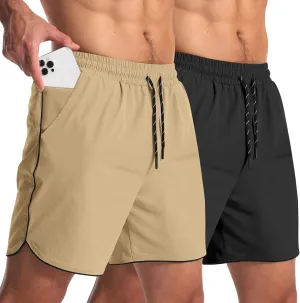 2 Pack 5" Workout Athletic Shorts Men Quick Dry Gym Shorts with Pockets, Exercise Sports Running Shorts for Men