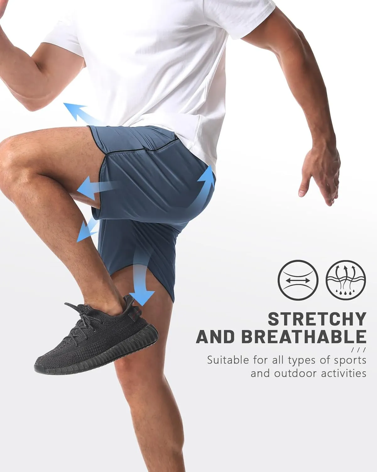 2 Pack 5" Workout Athletic Shorts Men Quick Dry Gym Shorts with Pockets, Exercise Sports Running Shorts for Men