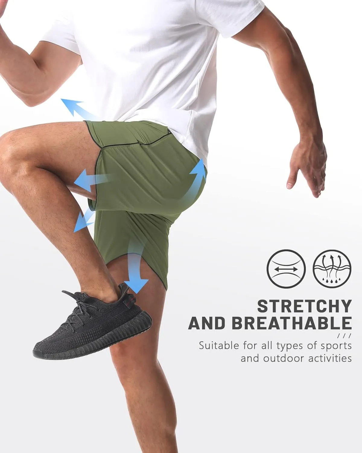 2 Pack 5" Workout Athletic Shorts Men Quick Dry Gym Shorts with Pockets, Exercise Sports Running Shorts for Men