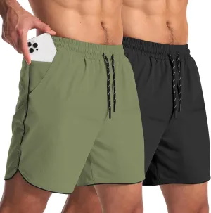 2 Pack 5" Workout Athletic Shorts Men Quick Dry Gym Shorts with Pockets, Exercise Sports Running Shorts for Men