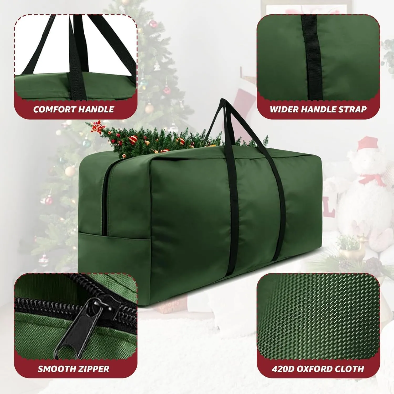 2 Pack 9-12 Ft Christmas Tree Storage Bag 420D Xmas Tree Bag Extra Large Artificial Christmas Tree Bag with Reinforced Carry Handles and Zippers