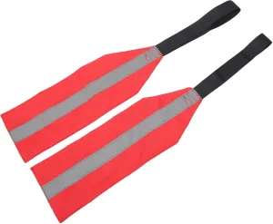 2-Pack Kayak Canoe Safety Flags, Red Warning Flags with Webbing, Essential Towing and Truck Safety Accessories Kit