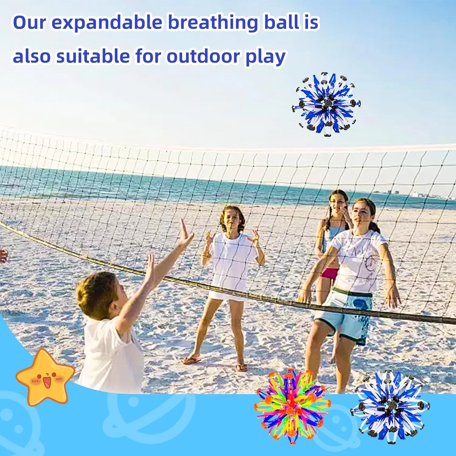 2 Pcs Collapsible Expandable Magic Breathing Ball Toy for Kids Ages 1, 2, 3  Years Old Boys Girls,Fidget Toys for Kids and Adults,Expanding Ball Toy for Anxiety Relief and Mindfulness-ADHD