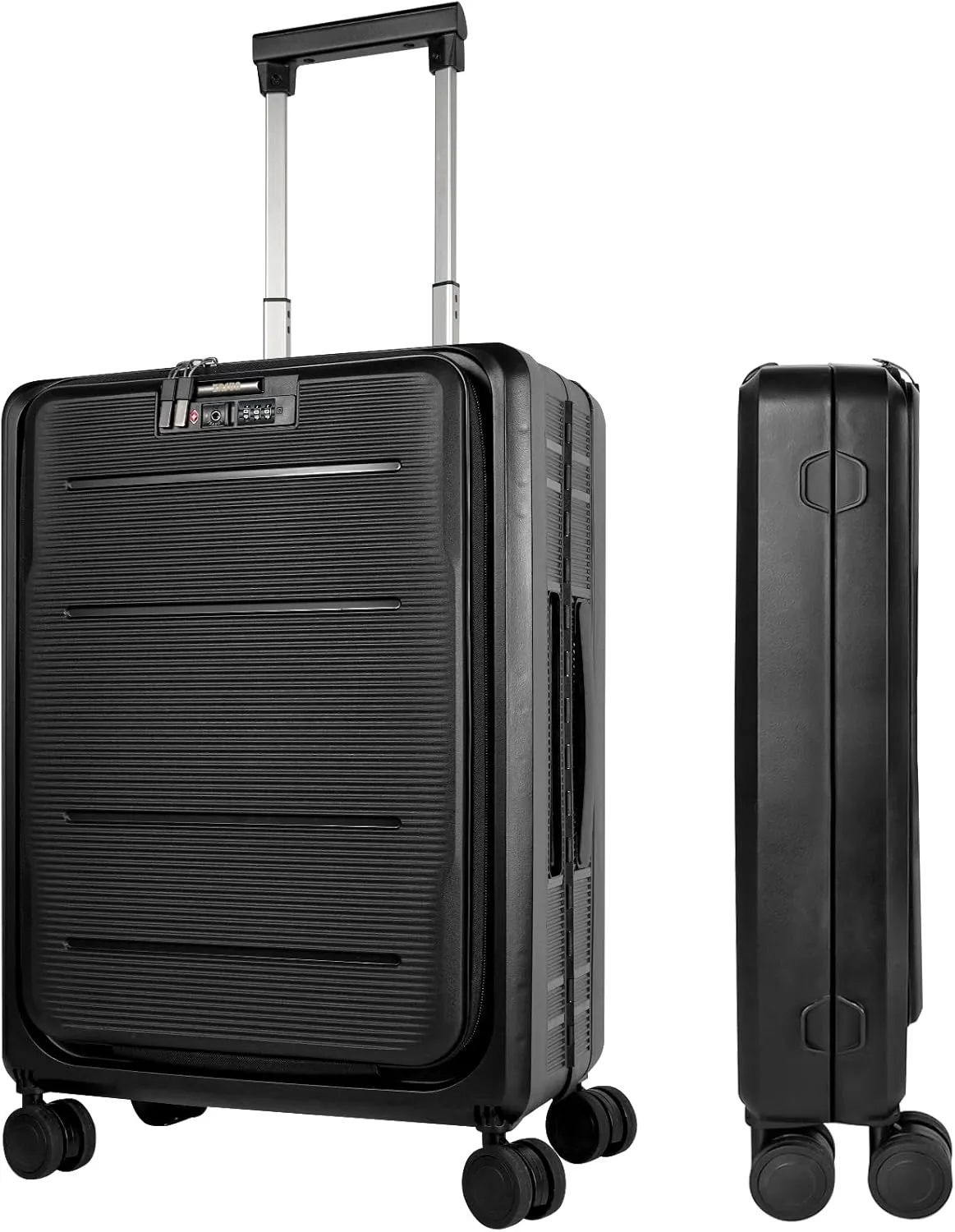 20-Inch Lightweight Collapsible Expandable Carry-On Suitcase – Water and Impact Resistant, Silent Double Spinner Wheels, Airline Approved (Black)