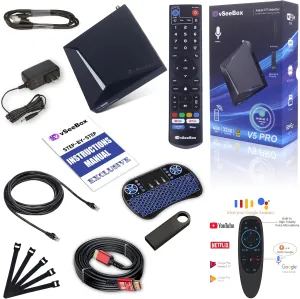2025 v See V5 Pro USB Data Hub - 64GB USB Storage, Multi-Accessory Bundle with 8K-Compatible Cable, Backlit Keyboard, Ethernet Adapter, Wireless Input, Cable Organizers (Easy Setup)
