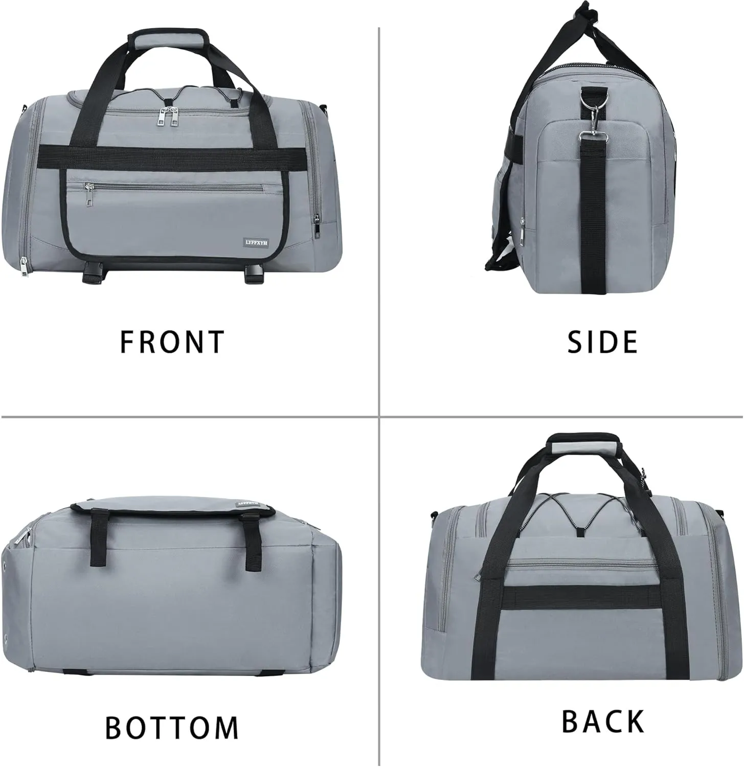 21 Inch Gym Bag for Women and Men with Shoe Compartments, Sports Duffle Bag with Wet Pocket, Travel Tote Bag Weekender Overnight Bag (Gray)