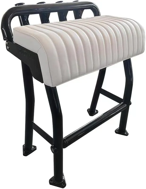 29" Leaning Post Bench Seat, Integrated 4 Rod Holders, Fits Most Fishing, Center Console, and Bay Boats, Heavy Duty Black Coated Aluminum, L - 29 inch, W - 15.7 inch(Pro Black)