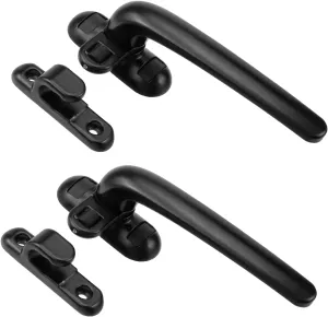 2Pcs Casement Locking Handle Right-Handed with Offset Base,Window Locking Handle Grip (Black)