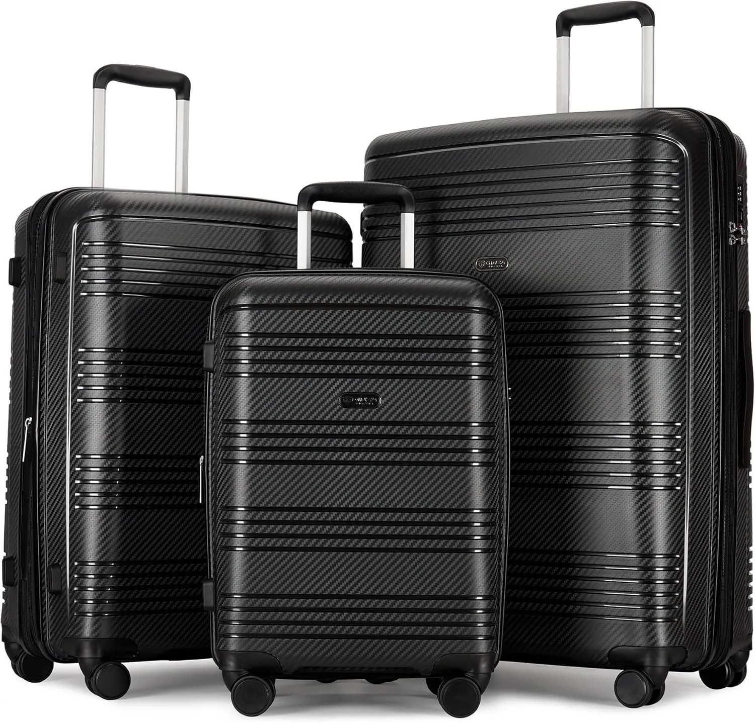 3 Piece Hard Shell Travel Luggage Sets Large Suitcase Sets with Wheels Tsa Lock, 20inch 25inch 29inch, Black