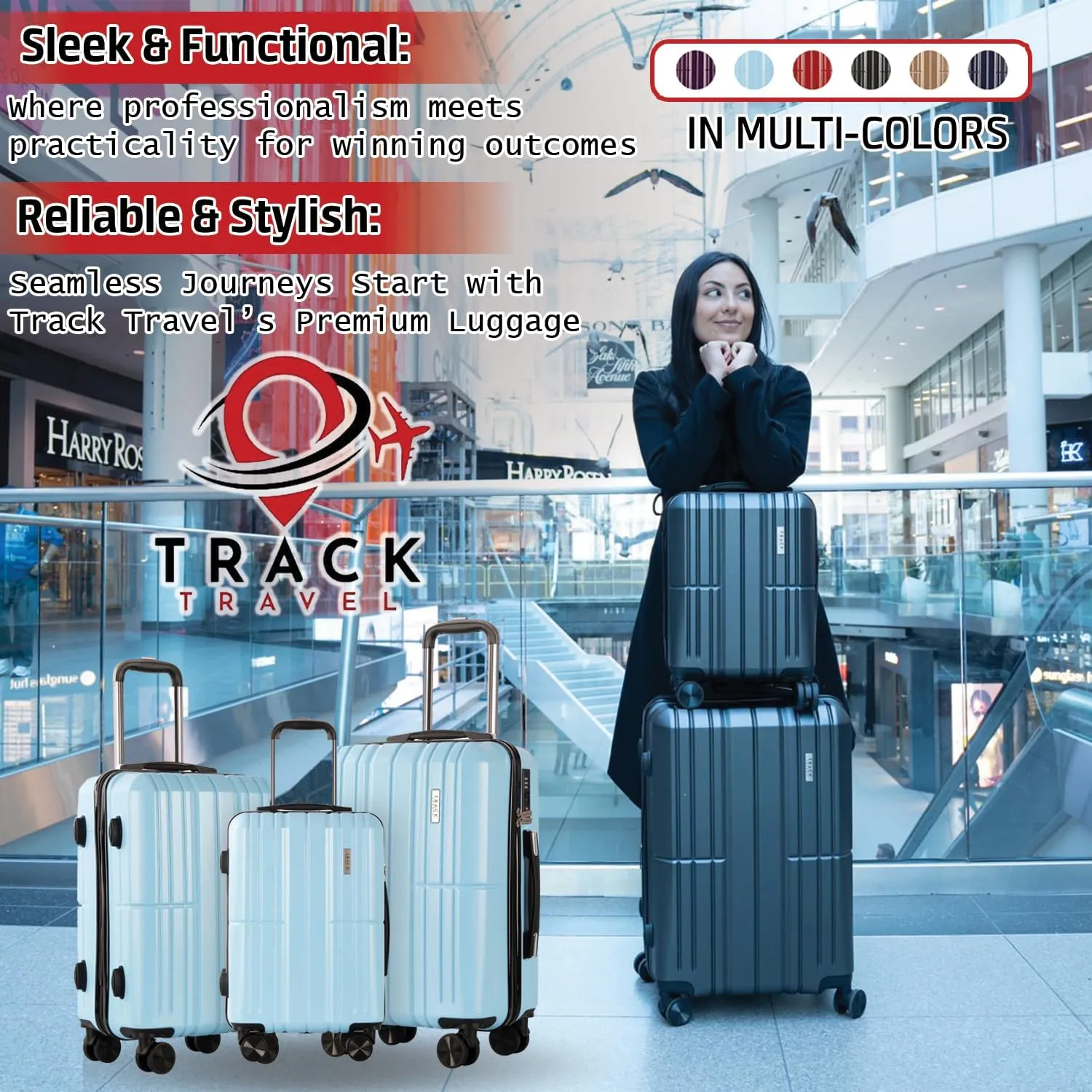 3 Piece Luggage Set ABS PC Expandable Hardshell TSA Lock Aluminum Trolley Spinner Wheels (Sky Blue, 3 Piece Set)