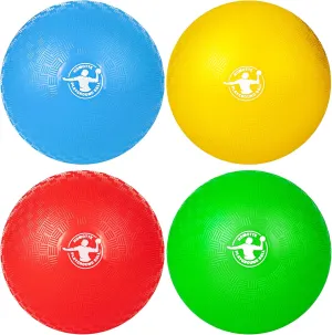 4 Colors Playground Balls for Kids 3  and Adults, 8.5 Inch Kick Balls, Four Square Dodge Balls Set for Outdoor Yard Lawn Beach Toy with Hand Pump