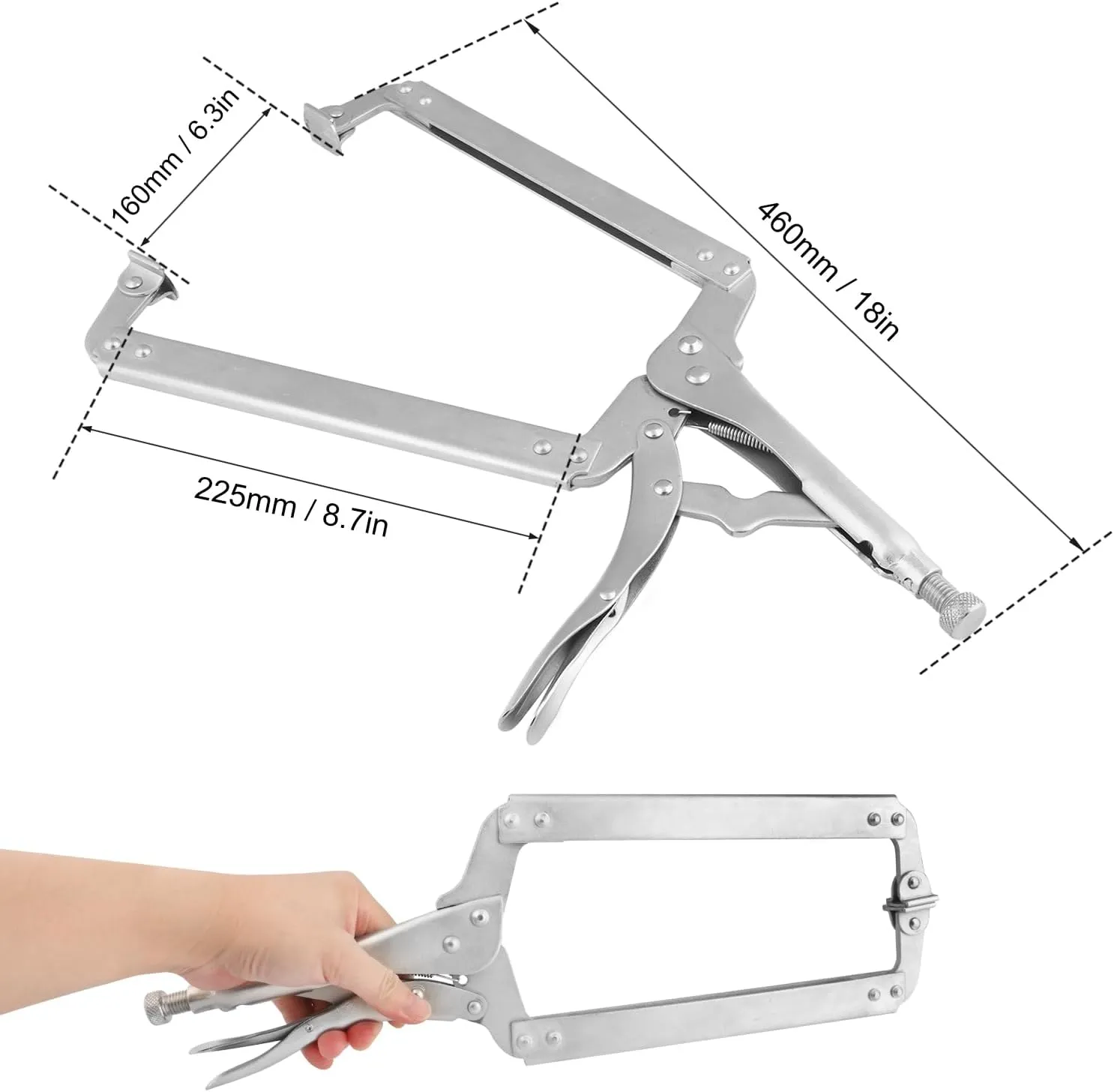 4 Pack 18 Inch C Clamp Locking Pliers,Locking C Clamp, Adjustable Nickel Plated C Pliers For Wood Working, Welding, Electrician Maintenance and more, by GENHAKON