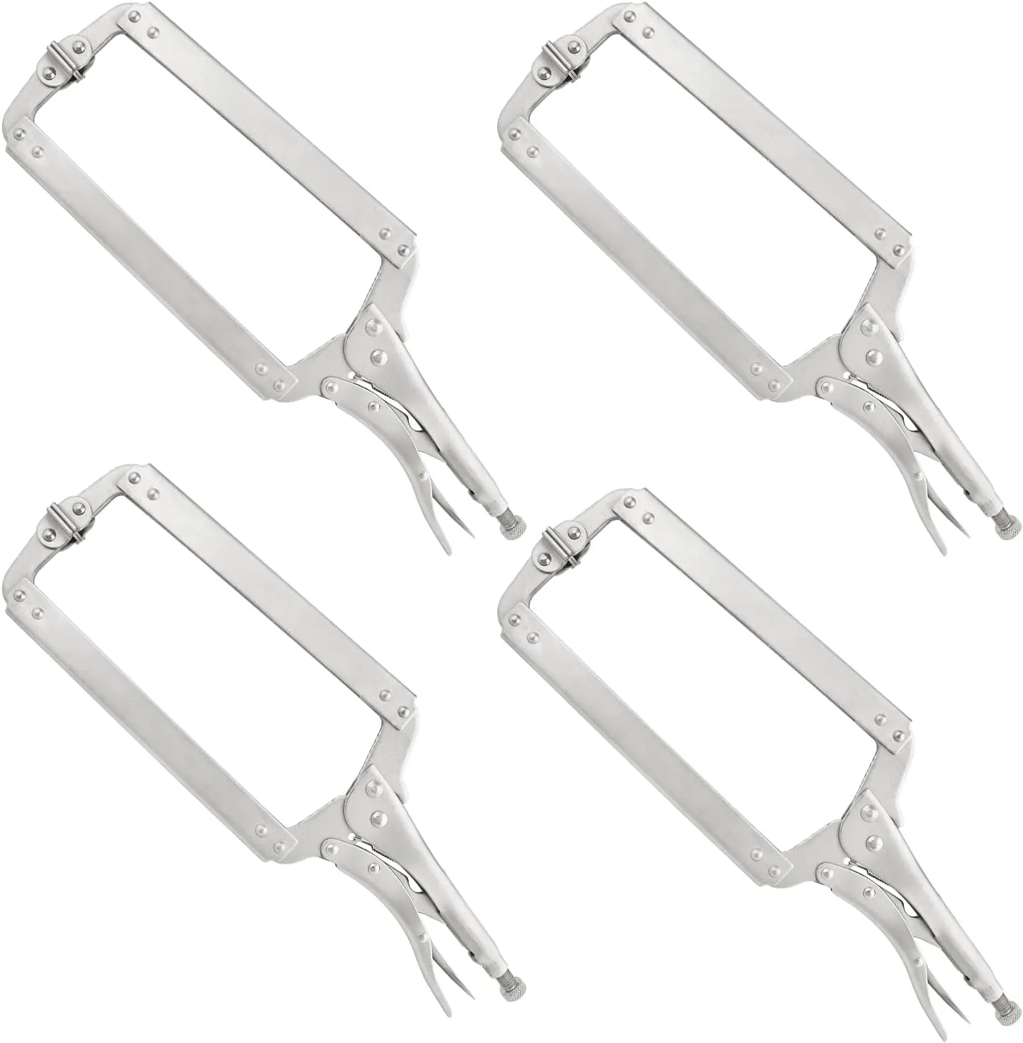 4 Pack 18 Inch C Clamp Locking Pliers,Locking C Clamp, Adjustable Nickel Plated C Pliers For Wood Working, Welding, Electrician Maintenance and more, by GENHAKON