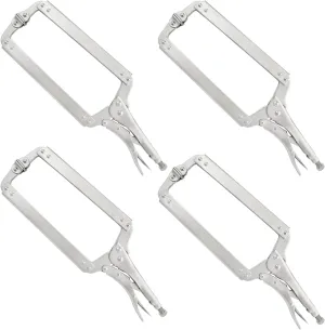 4 Pack 18 Inch C Clamp Locking Pliers,Locking C Clamp, Adjustable Nickel Plated C Pliers For Wood Working, Welding, Electrician Maintenance and more, by GENHAKON