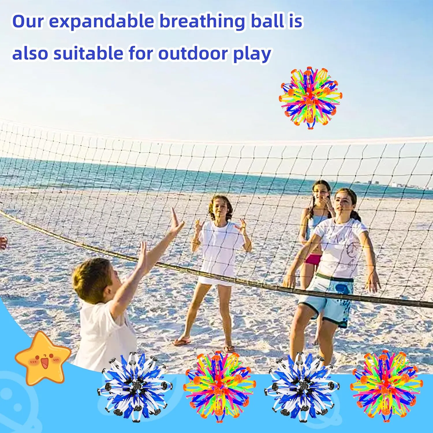 4 Pcs Collapsible Expandable Magic Breathing Ball Toy for Kids Ages 1, 2, 3  Years Old Boys Girls,Fidget Toys for Kids and Adults,Expanding Ball Toy for Anxiety Relief and Mindfulness-ADHD