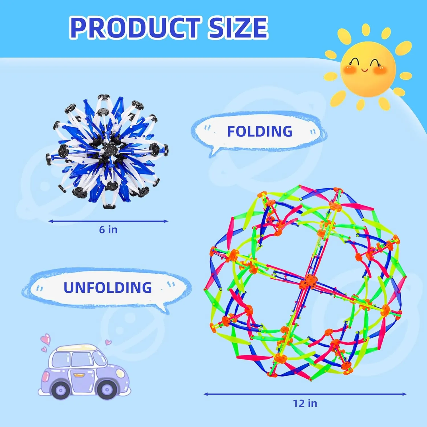 4 Pcs Collapsible Expandable Magic Breathing Ball Toy for Kids Ages 1, 2, 3  Years Old Boys Girls,Fidget Toys for Kids and Adults,Expanding Ball Toy for Anxiety Relief and Mindfulness-ADHD