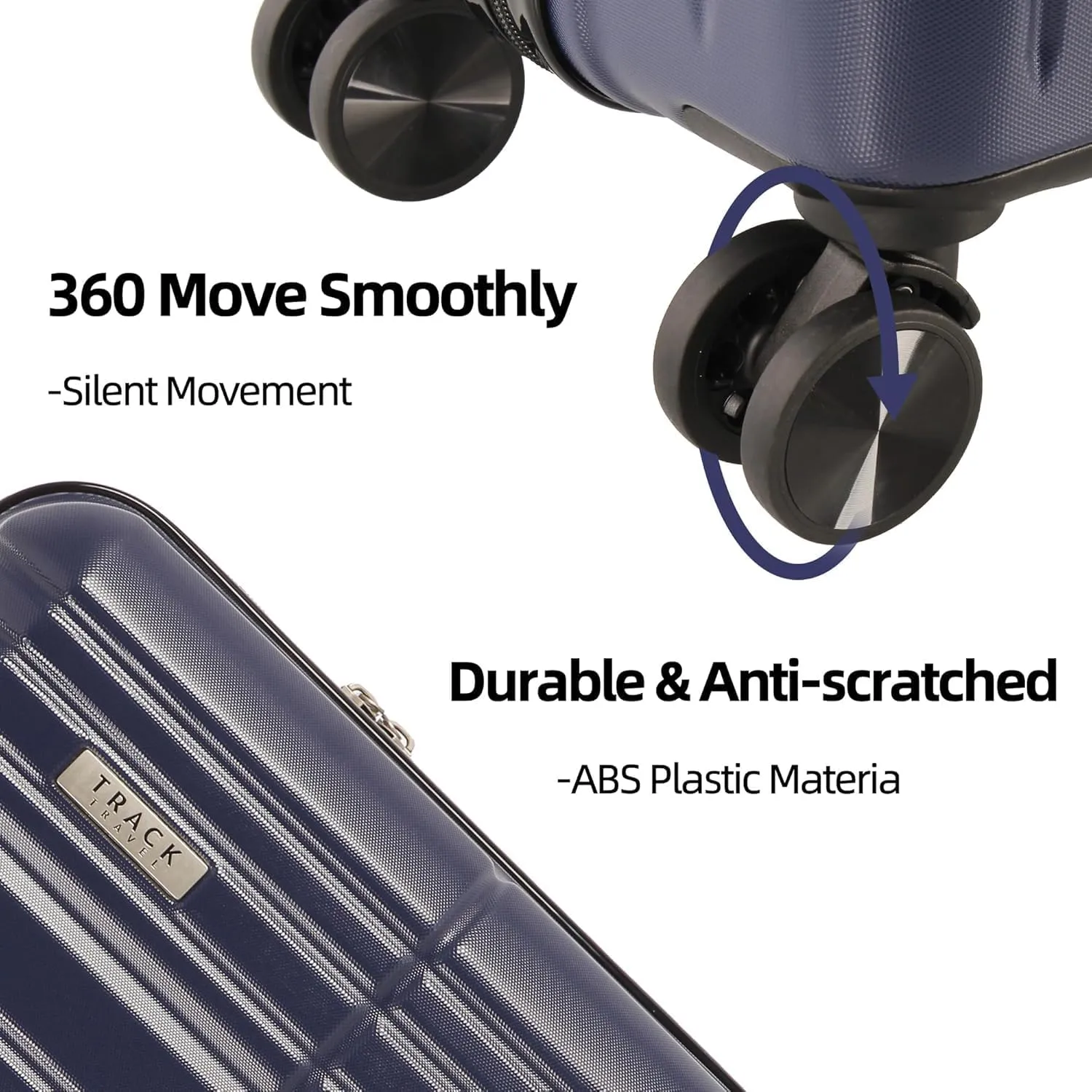 4 Piece Luggage Set ABS PC Expandable Hardshell TSA Lock Aluminum Trolley Spinner Wheels (Blue, 4 Piece Set)