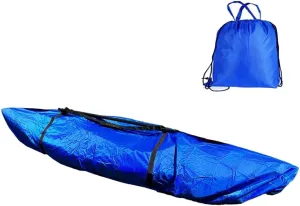 420D Kayak Cover, Waterproof Heavy Duty Kayak Canoe Cover UV Resistant Kayak Cockpit Dust Cover for Outdoor Storage Fishing Boat Cover Shield Protector - Blue (13.5-14.7ft)