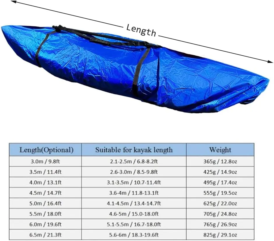 420D Kayak Cover, Waterproof Heavy Duty Kayak Canoe Cover UV Resistant Kayak Cockpit Dust Cover for Outdoor Storage Fishing Boat Cover Shield Protector - Blue (13.5-14.7ft)
