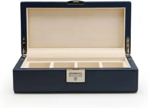 5 Grids PU Leather Watch Box Handmade Travel Jewelry Organizer Storage Case for Men and Women(Blue)