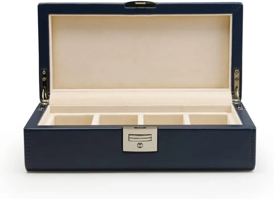 5 Grids PU Leather Watch Box Handmade Travel Jewelry Organizer Storage Case for Men and Women(Blue)