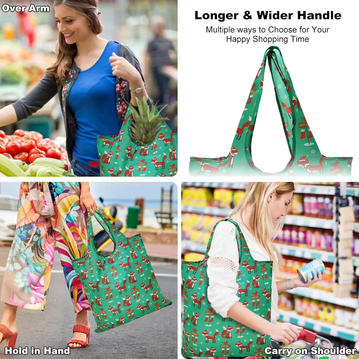 5 Pack Tote Bags Bulk Nylon Bags Cute Fox