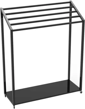 5 Tier Yoga Mat Storage Rack, Black Floor Stand Organizer Cart, Holds 10 Mats, Home & Gym Use, 100x37x120cm, Lockable Wheels for Easy Mobility(100x37x150cm)