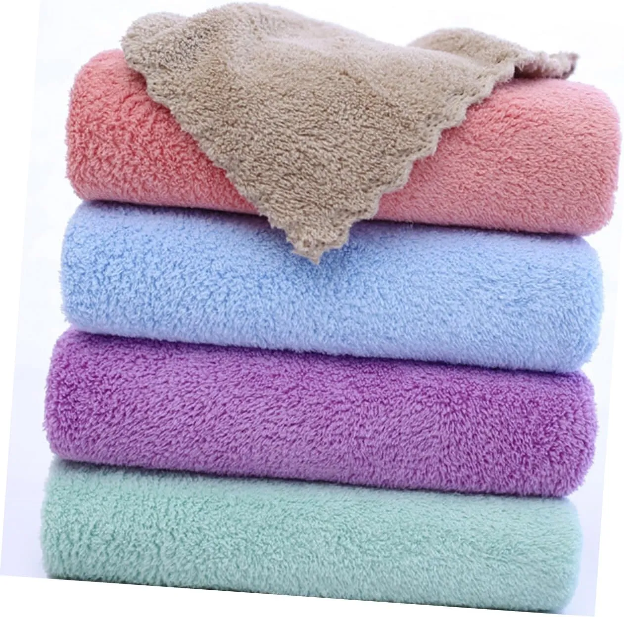 5PCS Microfiber Face Washing Towels Soft Absorbent Makeup Remover Cloths for Women Machine Washable Travel Friendly Purple Color