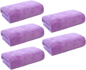 5PCS Microfiber Face Washing Towels Soft Absorbent Makeup Remover Cloths for Women Machine Washable Travel Friendly Purple Color