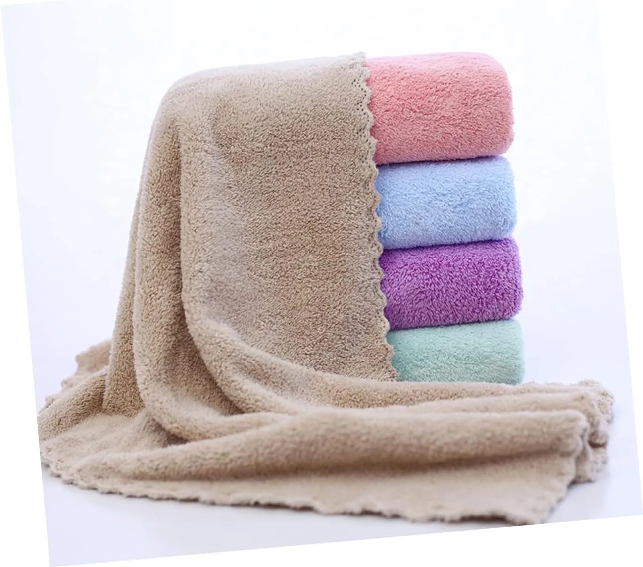 5PCS Microfiber Face Washing Towels Soft Absorbent Makeup Remover Cloths for Women Machine Washable Travel Friendly Purple Color