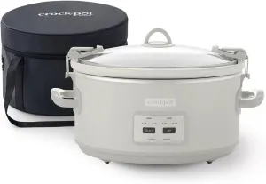 7-Quart Programmable Slow Cooker With Digital Timer, Locking Lid & Carry Bag – Portable Cook & Carry Design, Dishwasher-Safe Stoneware – Ideal for Meals, Parties & Travel