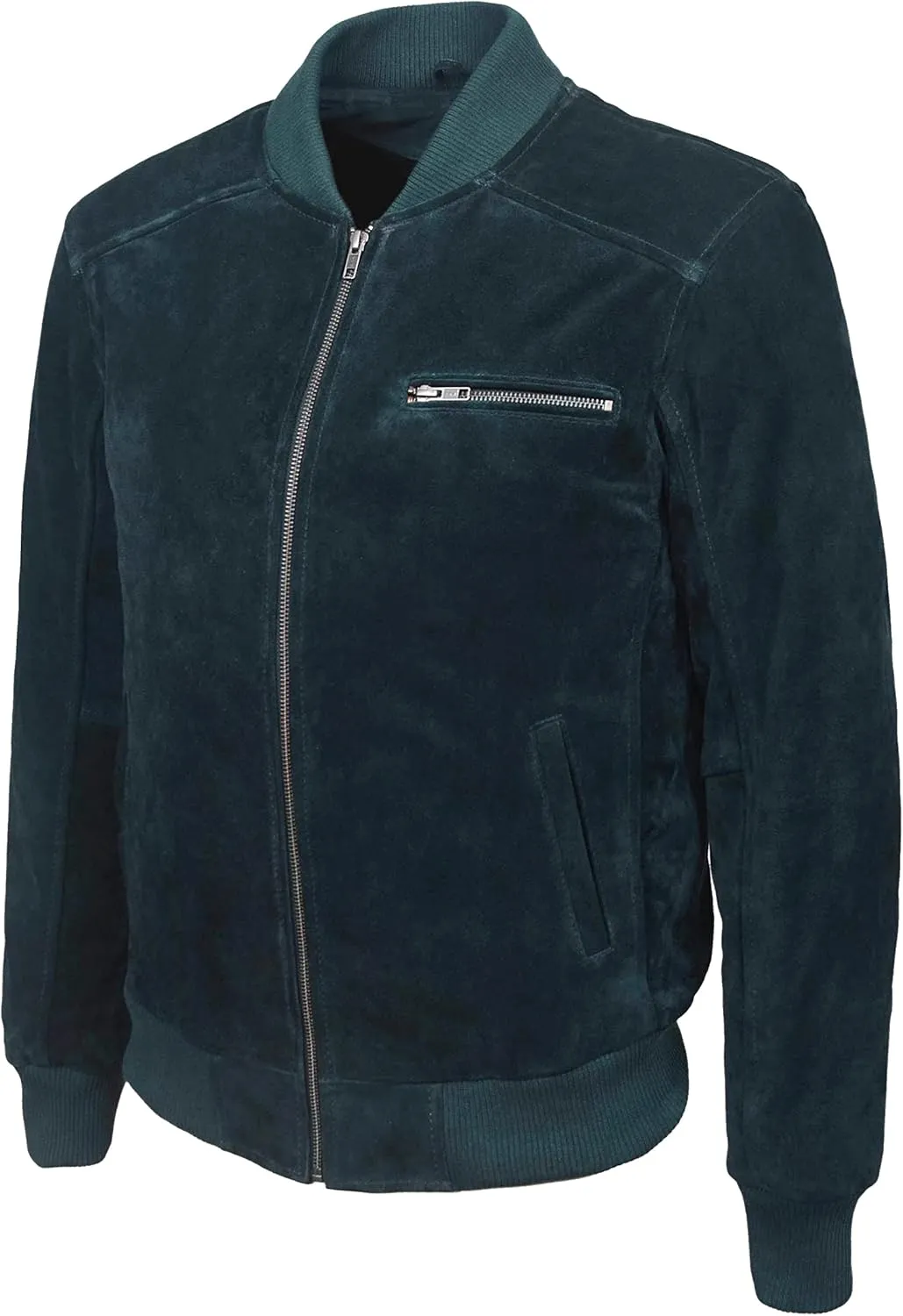 70's Cassic Bomber Men's Navy Suede Classic Biker Style Italian Fitted Real Leather Jacket 275