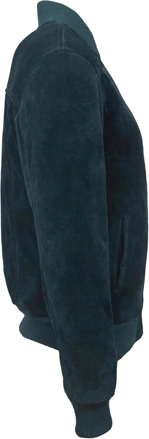 70's Cassic Bomber Men's Navy Suede Classic Biker Style Italian Fitted Real Leather Jacket 275