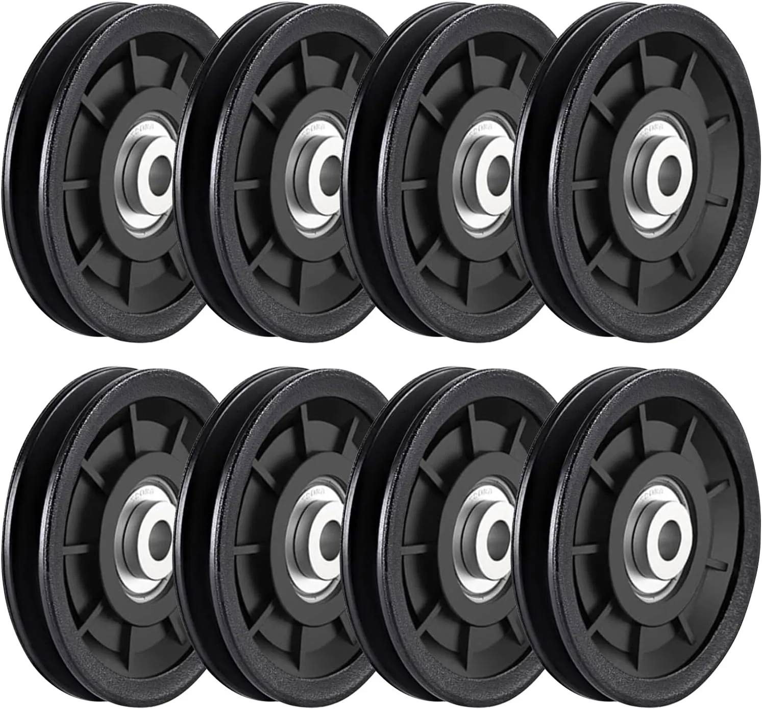8Pcs 3.5" Nylon Bearing Pulley Wheel Replacement for Gym Equipment Part Cable Machine Universal Wear-Proof Nylon Pulley System Gym Attachments
