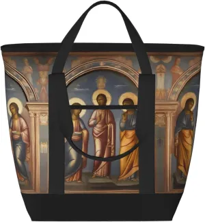 a Divine Frescoes Large Capacity Insulated Shoulder and Tote Bag for Hot and Cold Food