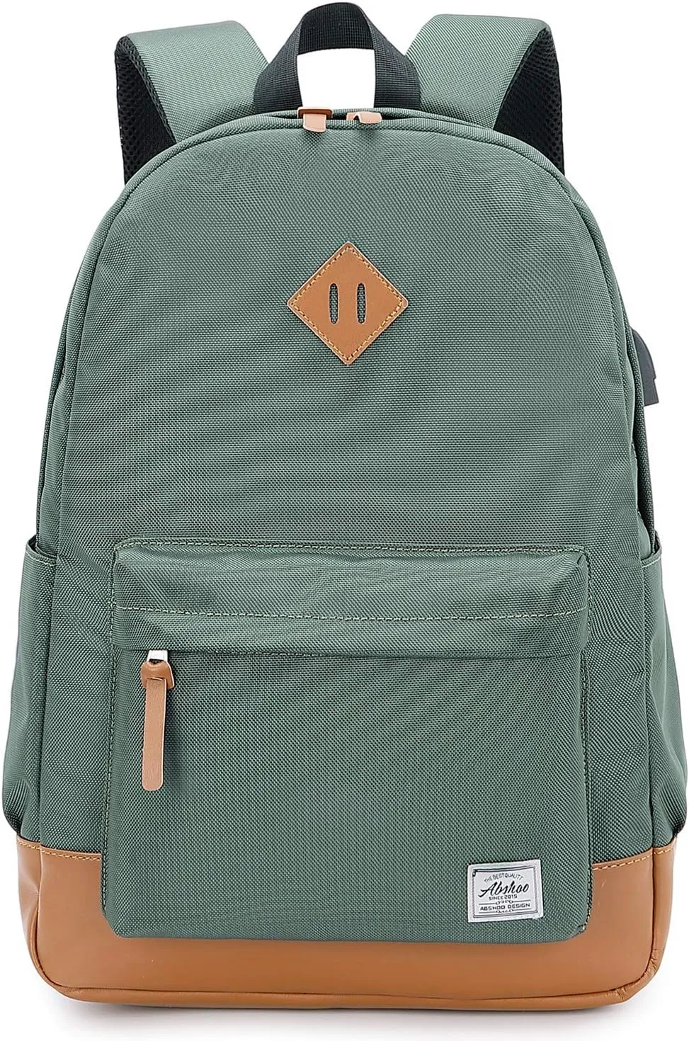 abshoo Classical Basic Womens Travel Backpack For College Men Water Resistant Laptop School Bookbag (USB Army Green)